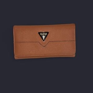 Guess Tan Wallet with Gold Logo